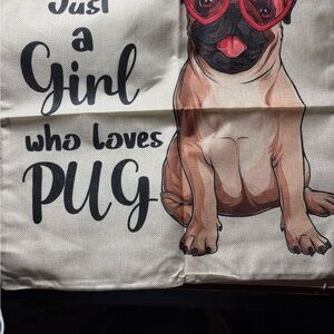 Pug Lover Pillow Cover Cream and Brown